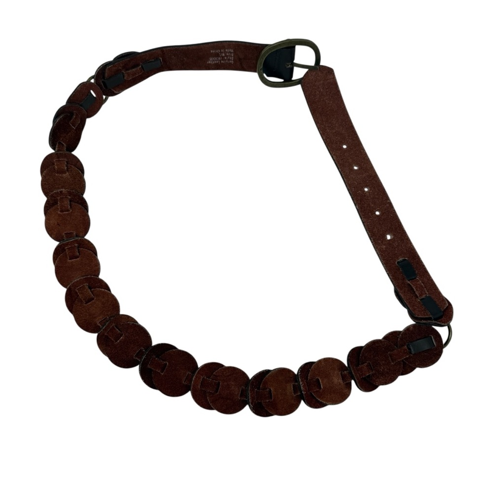 Brown Leather Concho Western Boho Hippie Festival Cowgirl Statement Belt M/L - Picture 7 of 9
